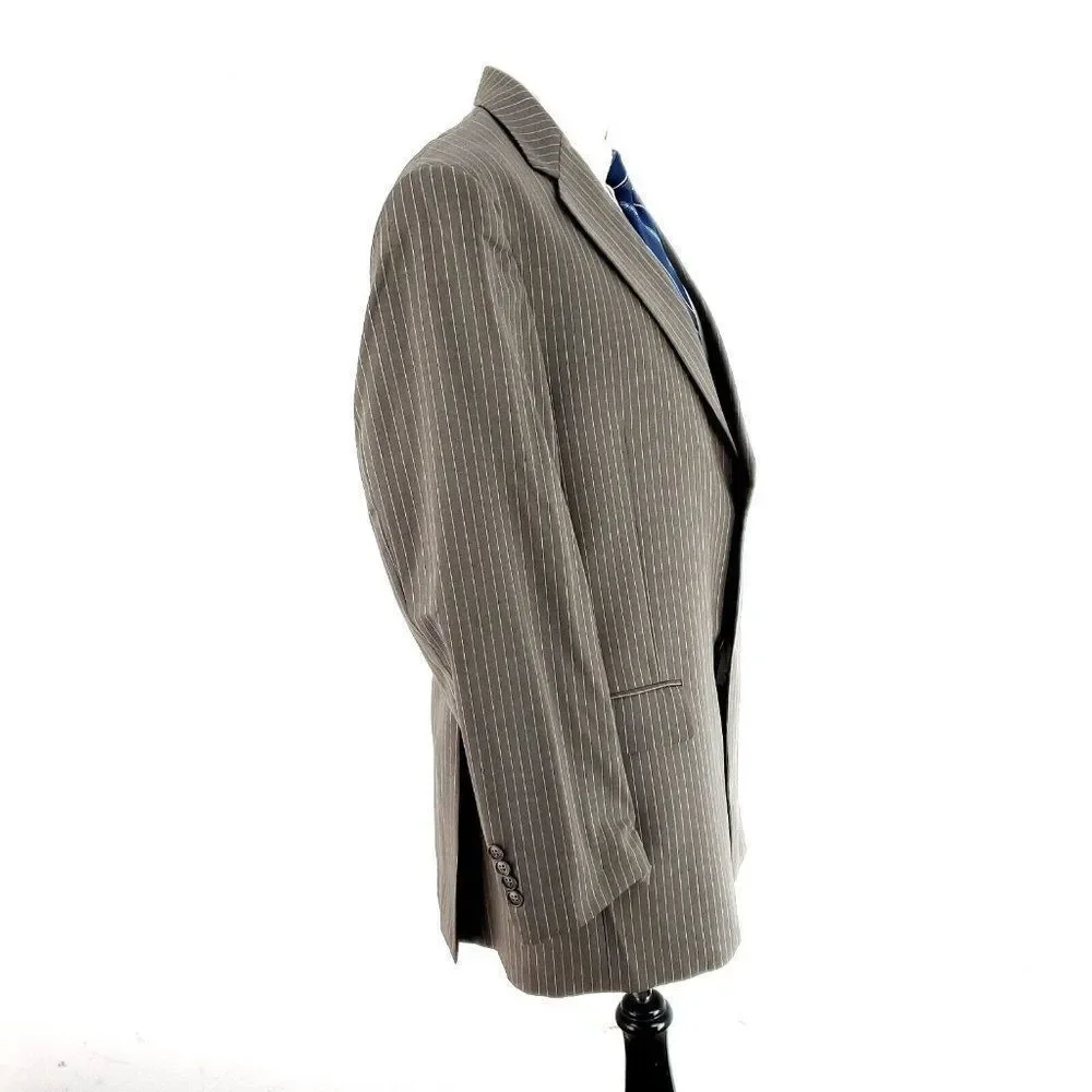 Hart‎ Schaffner Marx Gold Trumpeter Wool 2 Button Suit Jacket 42L Brown Striped